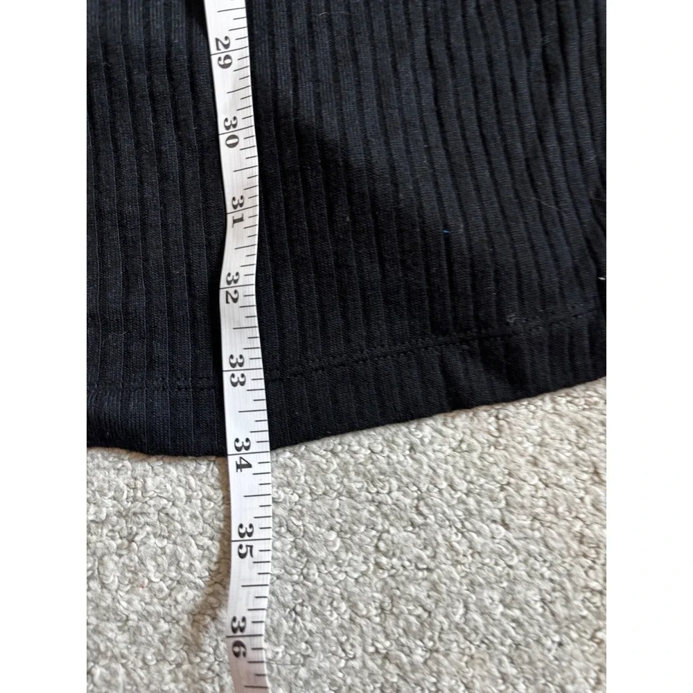 Reformation Jeans Mini Dress M Black Ribbed Long Sleeve Crew Neck